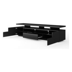 TV unit EVA 195 cm, black mat with black gloss front, with LED TV unit EVA 195 cm, black mat with black gloss front, with LED