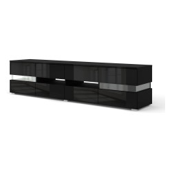 TV unit VIPER 186 cm, black mat with black gloss front