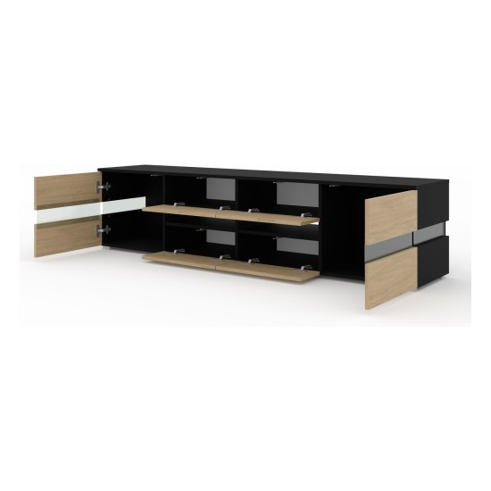 TV unit VIPER 186 cm, black mat with stone oak front TV unit VIPER 186 cm, black mat with stone oak front