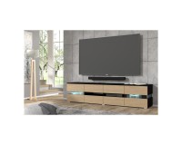 TV unit VIPER 186 cm, black mat with stone oak front TV unit VIPER 186 cm, black mat with stone oak front