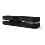 TV unit VIPER 186 cm, black mat with black gloss front, with LED
