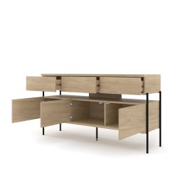 Chest of drawers DRAGONFLY 150 cm, 3 drawers and 3 doors, cremona oak