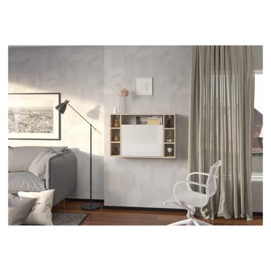 Bookcase MUSE 94 cm, sonoma oak with white gloss front
