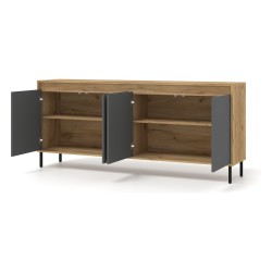 Chest of drawers NESTA 192 cm, 4 doors, gold with basalt
