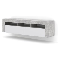 TV unit MORENO 160 cm, concrete with white mat front
