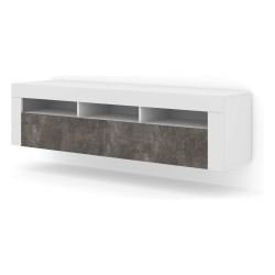 TV unit MORENO 160 cm, white mat with concrete front