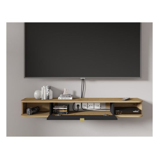 TV unit ICARUS 156 cm, artisan oak with black mat front