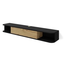 TV unit ICARUS 156 cm, black mat with artisan oak front