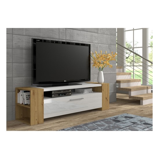TV unit LIVIA 160 160 cm, artisan oak with white gloss