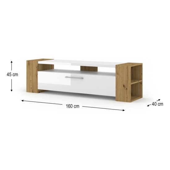 TV unit LIVIA 160 160 cm, artisan oak with white gloss