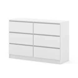 Комод MAJA S6 120 см, 6 ящиков, белый матовый