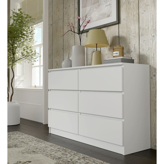 Комод MAJA S6 120 см, 6 ящиков, белый матовый Комод MAJA S6 120 см, 6 ящиков, белый матовый
