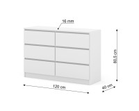Комод MAJA S6 120 см, 6 ящиков, белый матовый Комод MAJA S6 120 см, 6 ящиков, белый матовый