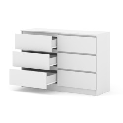 Комод MAJA S6 120 см, 6 ящиков, белый матовый