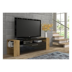 TV unit LIVIA 160 160 cm, artisan oak with black gloss