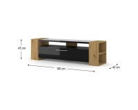 TV unit LIVIA 160 160 cm, artisan oak with black gloss
