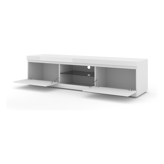 TV unit NET 180 cm, white mat with white gloss front