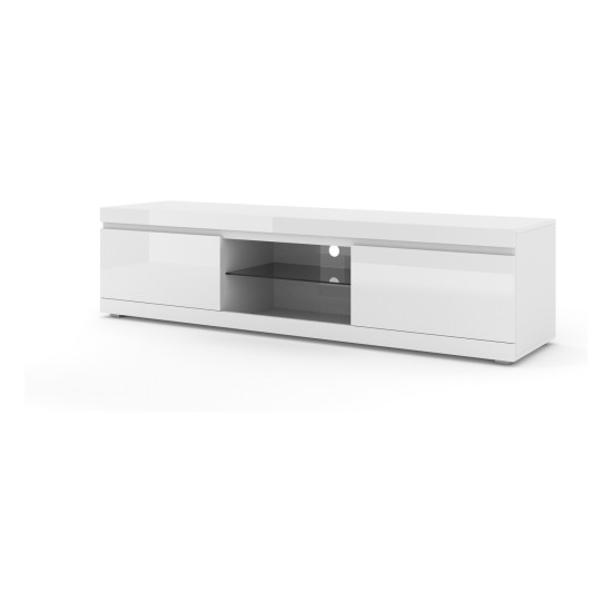 TV unit NET 180 cm, white mat with white gloss front