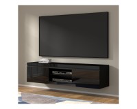 TV unit NET 180 cm, black mat with black gloss front