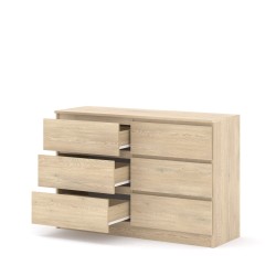 Комод MAJA S6 120 см, 6 ящиков, дуб кремона