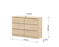 Комод MAJA S6 120 см, 6 ящиков, дуб кремона Комод MAJA S6 120 см, 6 ящиков, дуб кремона