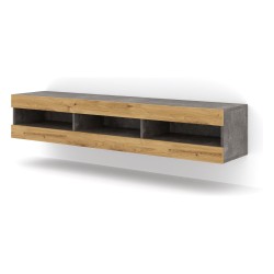 TV unit MANTA 160 cm, concrete with artisan oak front
