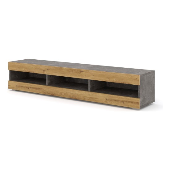 TV unit MANTA 160 cm, concrete with artisan oak front