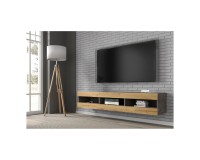 TV unit MANTA 160 cm, concrete with artisan oak front