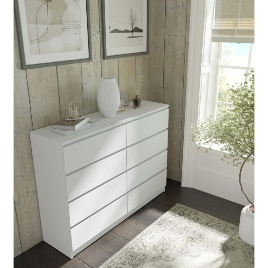 Комод MAJA S8 140 см, 8 ящиков, белый матовый