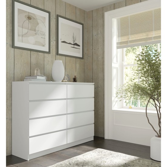 Комод MAJA S8 140 см, 8 ящиков, белый матовый