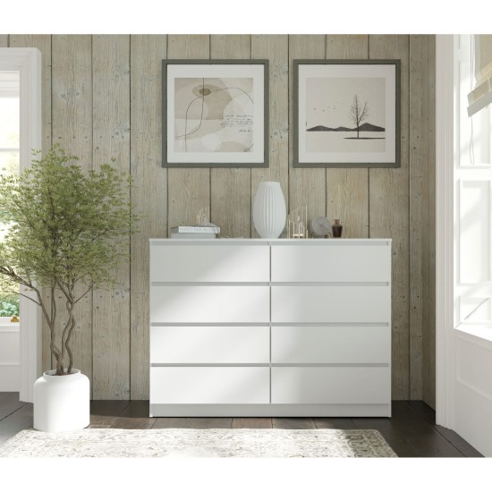 Комод MAJA S8 140 см, 8 ящиков, белый матовый
