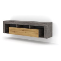 TV unit KAYA 160 cm, concrete with artisan oak front