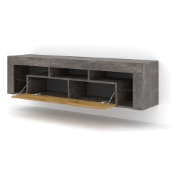 TV unit KAYA 160 cm, concrete with artisan oak front