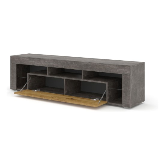 TV unit KAYA 160 cm, concrete with artisan oak front TV unit KAYA 160 cm, concrete with artisan oak front