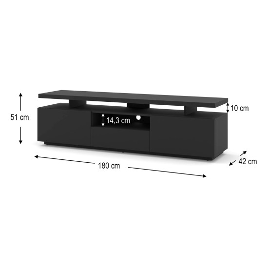 TV unit ADAM 180 cm, black mat