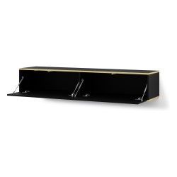 TV unit WABI 180 cm, black mat with gold