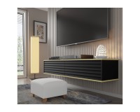 TV unit WABI 180 cm, black mat with gold