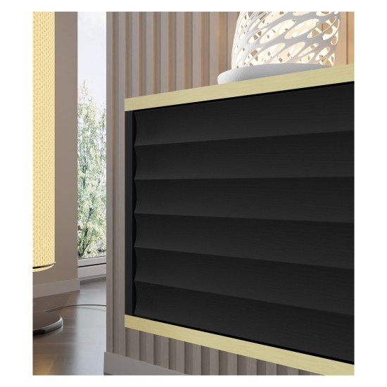 TV unit WABI 180 cm, black mat with gold
