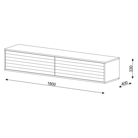TV unit WABI 180 cm, black mat with gold