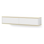 TV unit SUBI 180 cm, white mat with gold