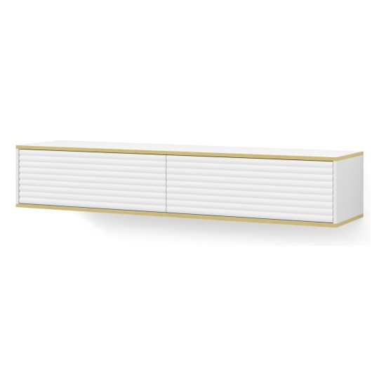 TV unit SUBI 180 cm, white mat with gold TV unit SUBI 180 cm, white mat with gold