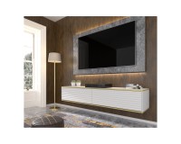 TV unit SUBI 180 cm, white mat with gold TV unit SUBI 180 cm, white mat with gold