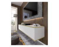 TV unit SUBI 180 cm, white mat with gold TV unit SUBI 180 cm, white mat with gold
