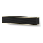 TV unit SUBI 180 cm, black mat with gold