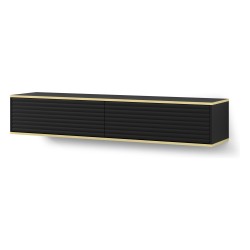 TV unit SUBI 180 cm, black mat with gold