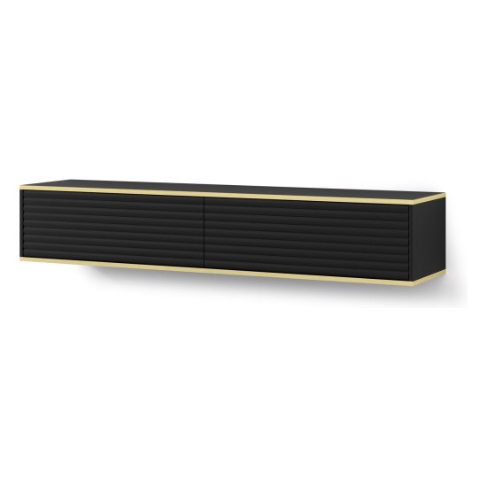 TV unit SUBI 180 cm, black mat with gold TV unit SUBI 180 cm, black mat with gold