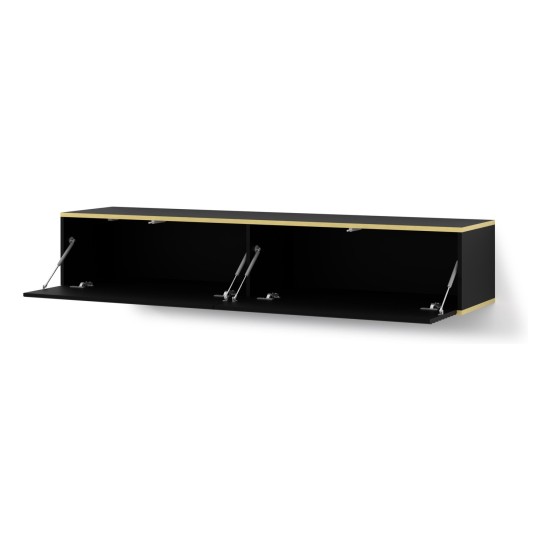 TV unit SUBI 180 cm, black mat with gold TV unit SUBI 180 cm, black mat with gold