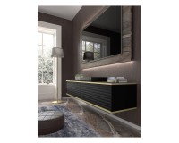 TV unit SUBI 180 cm, black mat with gold TV unit SUBI 180 cm, black mat with gold
