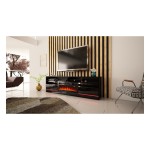 TV unit DESPERTAR 200 cm, black mat with black gloss front