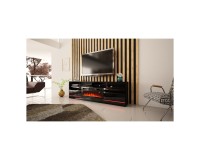 TV unit DESPERTAR 200 cm, black mat with black gloss front TV unit DESPERTAR 200 cm, black mat with black gloss front